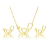 Hänghalsband älskar guld rostfritt stål hjärtkedjan halsband öron uppsättningar modesmycken som kvinnliga flickor gåva i 45 cm