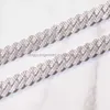 S925 Solid Silver Cuban Chain Jewelry 2Rows 10mm 12mm Bredd GRA Moissanite Diamond Cuban Link Chain Hip Hop Necklace