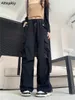 Calças femininas Capris Cargo Mapping Pants Women Streetwear