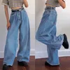 Women's Jeans Korean Style Women Jeans Denim Boot Cut Wide Leg Jean Boots Fashion Loose Long Length Streetwear Female Pants Casual Solid Pants 230306