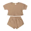 Clothing Sets Synpos Summer Baby Casual Homewear Set Kids Boy Girl Cotton Solid O-neck Short Sleeve Top Pants Suit 1-4 Years