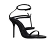 women Sandals party fashion 100% leather Dance shoe new sexy heels Super 10cm Lady wedding Metal Belt buckle High Heel Woman shoes Large size 35-40-42 With box