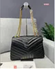 Роскошные дизайнерские кожаные сумки женская сумка через плечо женская сумка LOULOU сумка с откидной крышкой женская черная золотая серебряная цепочка тотализатор TOTE gfr