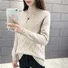 Women's Sweaters Autumn Winter Sweater Women Knitted Pullover Long Sleeve Sweaters Turtleneck Jumper Yellow blue Shirt Female Tops 230306