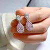 Pear Cut Pink Diamond Dangle Earring Real 925 sterling silver Party Wedding Drop Earrings for Women Engagement Jewelry Gift