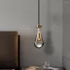 Hängslampor moderna och enkla kopparglas ljuskrona ljus lyx matsal lampa bar sovrum sovrum enstaka huvud