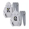 Herrspårsfall Fashion Par Sportwear Set King eller Queen Printed Lover Hooded Suits Hoodie and Pants 2st Set Streetwear Men Women Tygs 230306