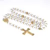 Chains Classic Beads Cross Necklace High Quality Golden Openwork Necklaces Pray Rosary Pendant Catholicism Jewelry