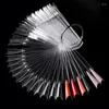 False Nails 50pcs/set Fan Shaped Nail Art Pointed Fake Polish Gel Color Practice Display Showing Card Stick Bar Manicure Tool