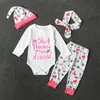 Baby Girls Clothing Sets Newborn Clothes Floral Tops T-shirt Romper Long Pants Hat Cap Headband Outfits 4PCS/Set