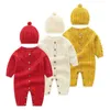 Combinaisons Pudcoco Born infantile bébé garçons filles pulls barboteuse tricot à manches longues chaud hiver combinaison tenues vêtements chapeau