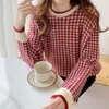 Dames truien pullovers dames plaid gebreide o-neck losse preppy stijl studenten zoete Koreaanse stijlvolle chique chique vrijetijdstoppen harajuku vrouwelijke truien 230306