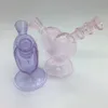 Colorful Purple Pink Thick Glass Pipes Bubbler Filter Love Heart Swords Dry Herb Tobacco Preroll Rolling Cigarette Cigar Holder Waterpipe Bong Smoking Tube