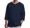 القمصان غير الرسمية للرجال قميص من الكتان القطني للرجال قميص زخارف زمنية طويلة قميص ربيع الخريف غير الرسمي للرجال الوسيم 230306