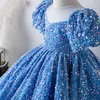 Abiti da ragazza Ragazze Abiti da principessa Paillettes 2023 Nuovi bambini Festa di compleanno Abito da cerimonia floreale Eleganti bambini Come Ball Gown W0224