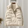 Kvinnors trenchrockar ftlzz Autumn Winter Women Warm Short Vest Outwear Casual Stand Collar Double Breasted Cotton Coat Lady ärmlös