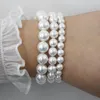 Strand Fashion Shell Pearl Armband Elastizität Frauenarmbänder weiße Perlen Bangies Nachahmung Hochzeit