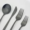 Geschirr-Sets, 24-teilig, schwarzes Besteck-Set, Edelstahl, Messer, Gabel, Kaffeelöffel, Geschirr, für Zuhause, Küche, Abendessen