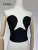 Women's Tanks Camis FuRui Star Fashion Sexy Black V-Neck Tops Strapless Short Bandage Crop Tops Vest In Stock Within 24 Hours 230306