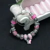 Lien Bracelets PBR117 Rose Ruban Sensibilisation Au Cancer Du Sein Cristal Résine Alliage Perles Chaîne DIY Bracelet Avec Papillon Charme Bijoux Pour