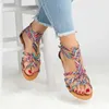 Sandaler Ladies Casual Sandals Bohemian Colorful Leopard Snake Print Summer Sandals Gladiator Large 3543 Flat Ankle Strap Sandaler Z0306