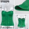 Tanks Femmes Camis Vert Crop Tops Été Sexy Sans Bretelles Hors Épaule Tube Party Sans Manches Bustier Débardeur Femmes Solid Halter Tee Satin Corset 230306