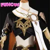 Anime Costumes Genshin Impact Aether Cosplay Come Traveler Light Gold Braid Wig Cloak Scarf Gloves Belt Earring Pants Hair Accessories Game Z0301