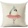 Pillow Bedroom Dancing Decor Sofa Bird Covers Cotton Linen Case Watercolor Cover