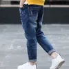 Jeans IENENS 4-11 Years Boys Clothes Slim Straight Jeans Classic Bottoms Children Denim Clothing Pants Kids Baby Boy Casual Trousers 230306