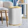 Waste Bins 15L Kitchen Trash Can Home Toilet Bathroom Wastebasket Office Paper Garbage Can White Gold Kitchen Dustbin 230306