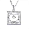 Pendant Necklaces Snap Button Charms Jewelry Zircon Hollow Round Geometric Fit 18Mm Snaps Buttons Necklace For Women Noosa D101 Drop Dhrvm