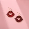 Stud Earrings Retro Sexy Flaming Red Lip Female Exaggerated Personality Fashion Valentine'S Day