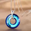 Hangende kettingen overdreven blauwe cirkel ketting trui ketting Oostenrijkse kristallen lange sieraden verjaardagscadeau