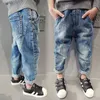 Jeans Warm Boys Jeans Winter Thick Jean Teenager Boys Blue Pantalon Casual Pants broken hole Pant Denim Trousers For Toddler Boy Kids 230306