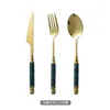 Dinnerware Sets Modern Designer Cutlery Set Classic Stainless Steel Tourist Cooking Dinner Fork Spoons Knives Gold Vaisselle Cookware OA50DS