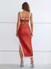 Tvådelad klänning Ailigou 2023 Summer Women s Sexy Backless Sling Crystal Diamond Bandage Set Celebrity Party 230303