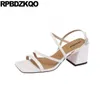 Sandalen vintage gladiator hakken vrouwen casual schoenen dik 2023 witte hoge vakantie meisjes pumps blokken rekband roman open teen