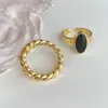 Cluster Rings High Quality Black Elegant Geometric Oval Round Gold Finger Rings For Women New Charms Jewelry Gift 2022 L230306