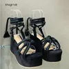 Sandalias Sandalias Mujer Moda de verano Sandalias de mujer Sandalias de cuña de mujer Correas cruzadas Zapatos de mujer casuales Tacones altos de mujer 230306