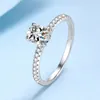 Anneaux de mariage Smyoue Oval Cut 2ct Femmes Oeuf Simulé Diamant Bande Rhodium Plaqué 925 Argent Cadeau Personnalisé 230303