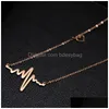 Pendant Necklaces High Quality Ecg Chain Necklace Stainless Steel Cute Heart For Women Fashion Accessories Jewelry Wholesale Drop De Dhezg