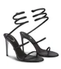Summer Sexy Renescaovillas Cleo Sandals Shoes Crystal Spiral Wraps High Heel Lady Sandalias Elegant Brand, Party, Dress, Evening EU35-40