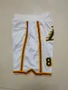 Basketball Shorts 8 24 Bryant White Yellow Running Sports Clothes with Zipper Pockets Size S-XXL Mix Match Order High Quality Ed