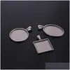 Jewelry Settings 5Pcs/Lot Stainless Steel Oval Round Square Pendant Cabochon Base Setting Tray Blank 30X40Mm Cabochons Making Suppli Dhwf1