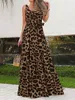 Casual Dresses Summer Women Dress 2022 Elegant Party Sleeveless Maxi Dress Sexig Bohemian Leopard Print Vestidos Casual Swing sundress Z0216