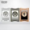 Multifunctional V-Shaped Cigar Cut Zinc Alloy Cigarette Holder Design With Leather Case Gift Box Cigar Scissors Metal Cutting