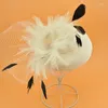 Headpieces Face Cover Gaze Top Hat Ladies Vintage Feather Hair Accessories Brud Wedding Dress Korea Japan Black White