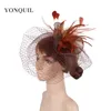 Stingy Brim Hats Chic Handmade Wedding Tulle fascinator Hat Mesh Accessories Bride Headwear Women Nylon Headdress Ladies Party Dinner Hat Bride 230306