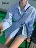 Camicette da donna Camicie Camicie Jielur Donna Temperamento sciolto Abbigliamento stile coreano Top e camicette da donna Solido Casual Design elegante Asimmetrico Chic 230306