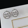 Periphery Diamond Circle Earrings Center Letters Design Charm Female Wedding Party Gift Jewelry